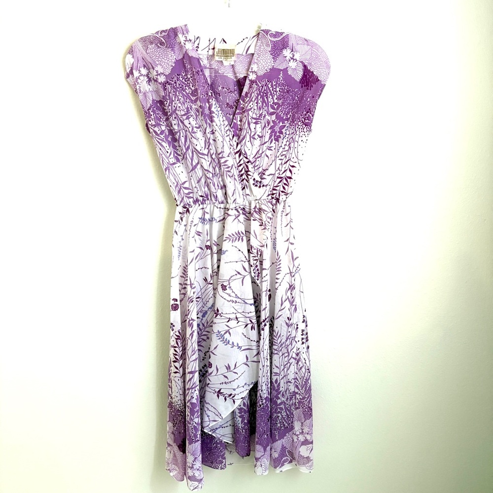 Jimmy Los Angeles | Women’s VINTAGE Purple White Floral Cap Sleeve Dress Size S